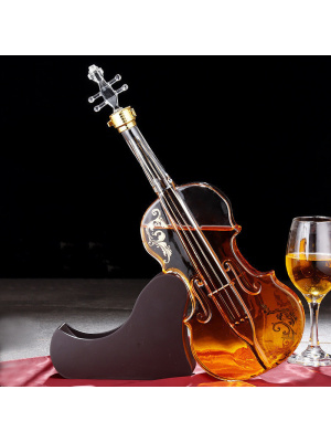 Violin Shape Glass Wine Bottle Customization, Decanter Special-shaped Creative Art And Craft Wine Bottle