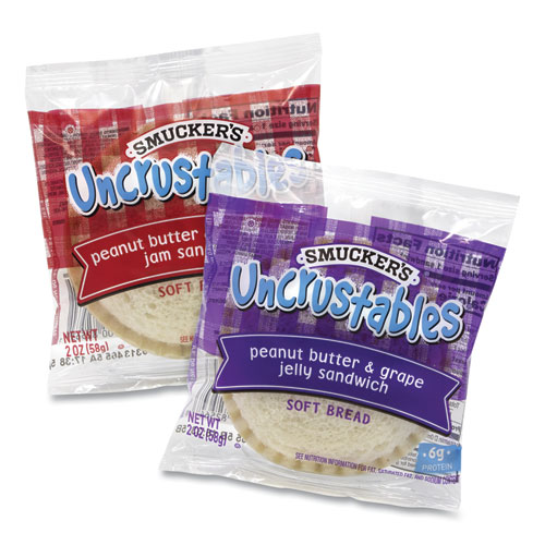 UNCRUSTABLES Soft Bread Sandwiches, Grape Jelly, 2 oz, 10/Box, 2 Boxes/Carton